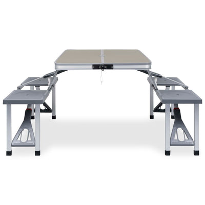 Folding Camping Table with 4 Seats Steel Aluminium
