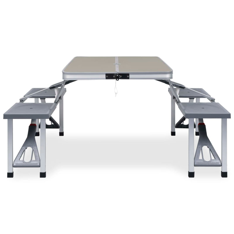 Folding Camping Table with 4 Seats Steel Aluminium