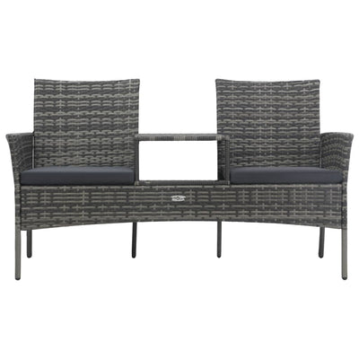 2-Seater Garden Sofa with Tea Table Poly Rattan Anthracite