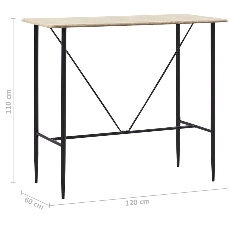 Bar Table Oak 120x60x110 cm MDF