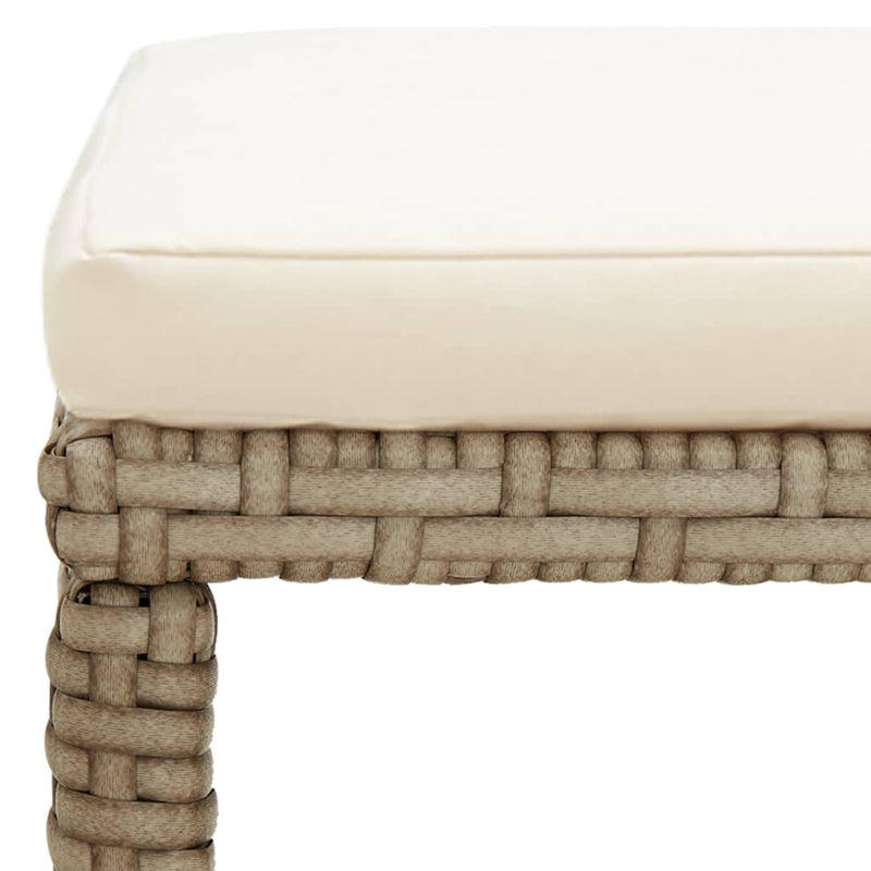 Garden Stools 2 pcs with Cushions Poly Rattan Beige