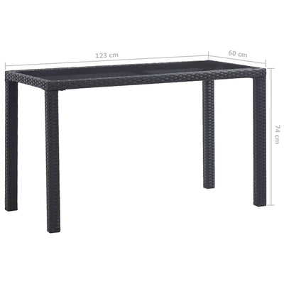 Garden Table Black 123x60x74 cm Poly Rattan