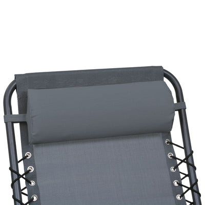Deck Chair Headrest Grey 40x7.5x15 cm Textilene