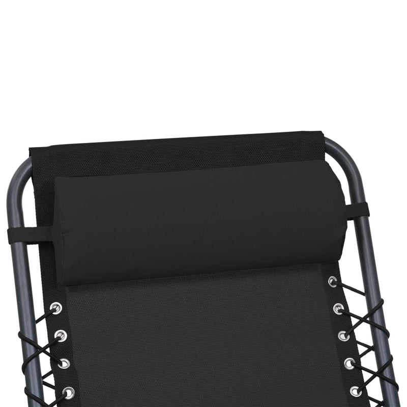Deck Chair Headrest Black 40x7.5x15 cm Textilene