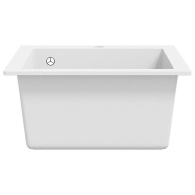Overmount Kitchen Sink Single Basin Granite Cream White
