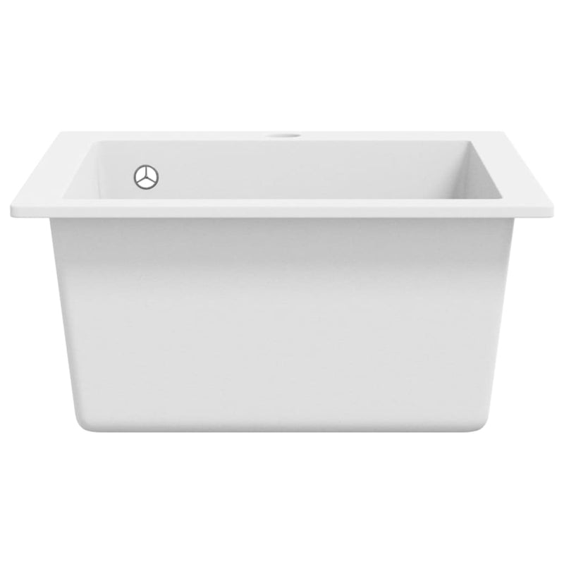 Overmount Kitchen Sink Single Basin Granite Cream White