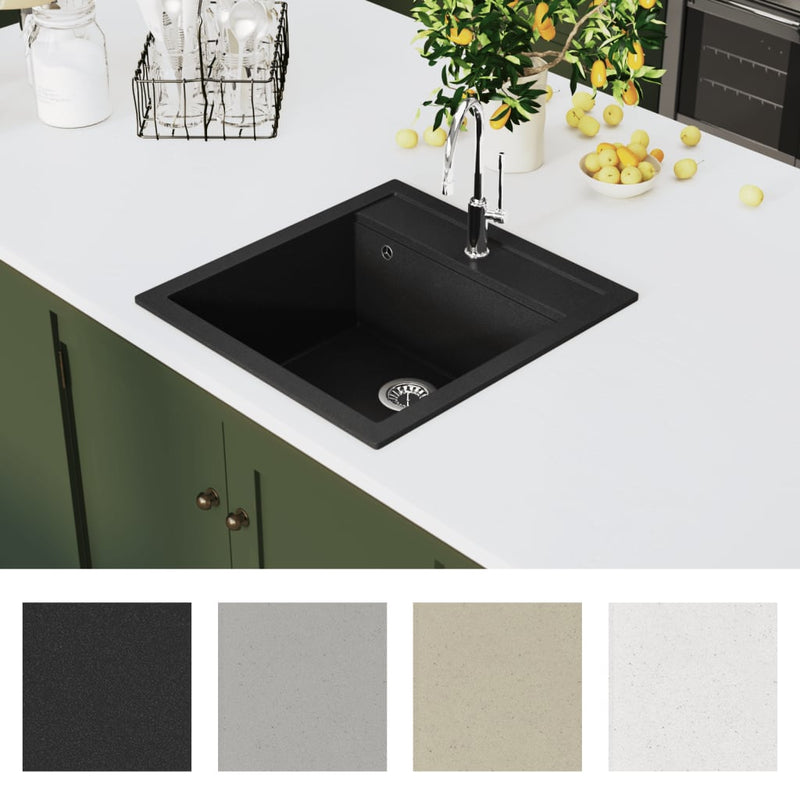 Granite Kitchen Sink Single Basin Black