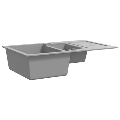 Granite Kitchen Sink Double Basin Grey