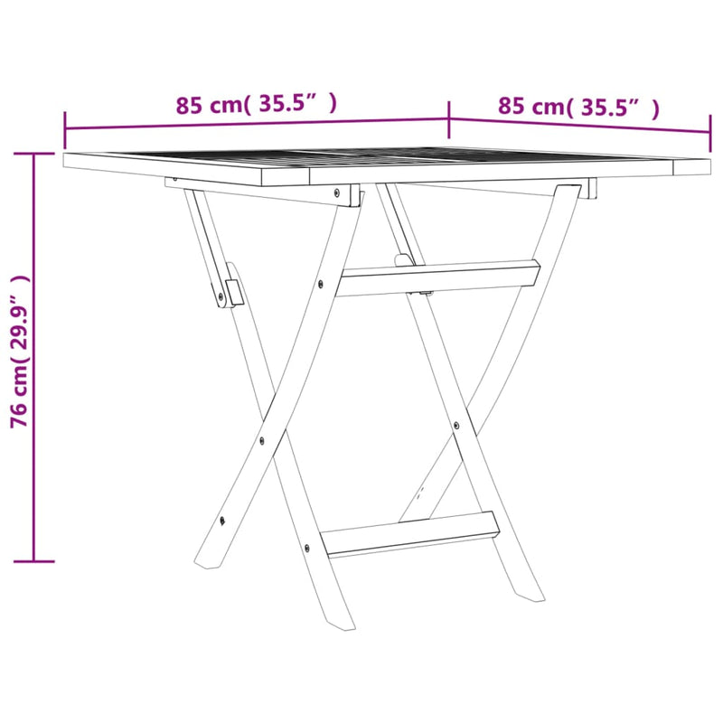 Folding Garden Table 85x85x76 cm Solid Teak Wood
