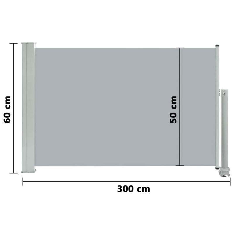 Patio Retractable Side Awning 60x300 cm Grey