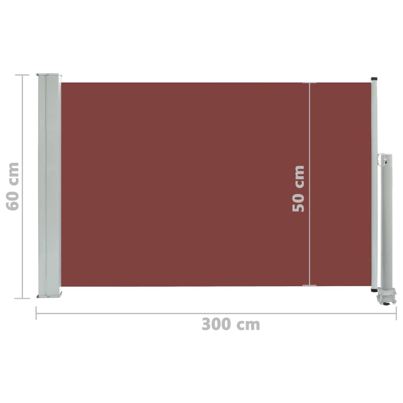 Patio Retractable Side Awning 60x300 cm Brown
