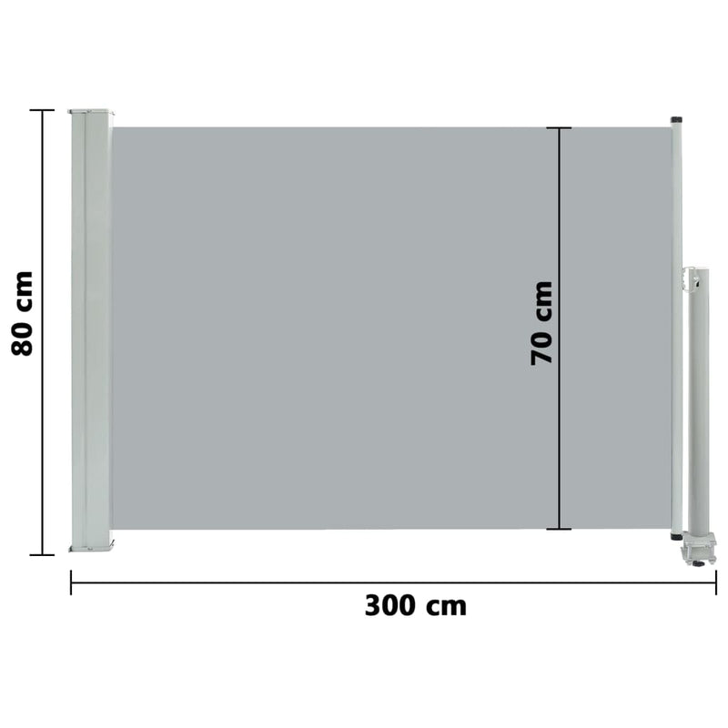 Patio Retractable Side Awning 80x300 cm Grey