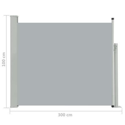 Patio Retractable Side Awning 100x300 cm Grey