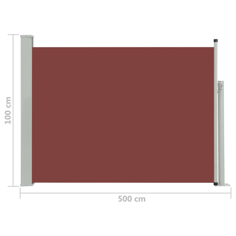 Patio Retractable Side Awning 100x500 cm Brown
