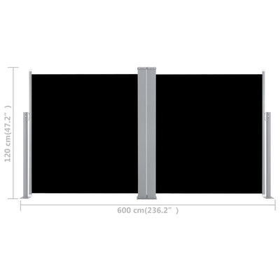 Retractable Side Awning Black 120x600 cm
