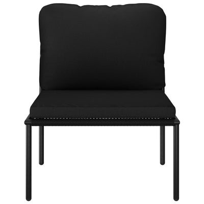 3 Piece Garden Lounge Set with Cushions Black PVC
