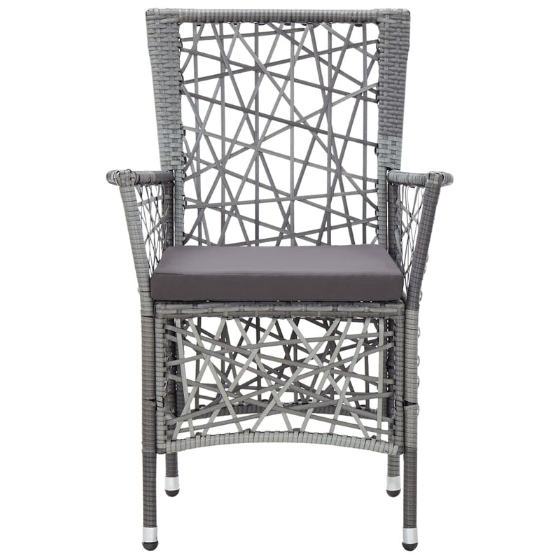 Outdoor Chairs 2 pcs with Cushions Poly Rattan Grey