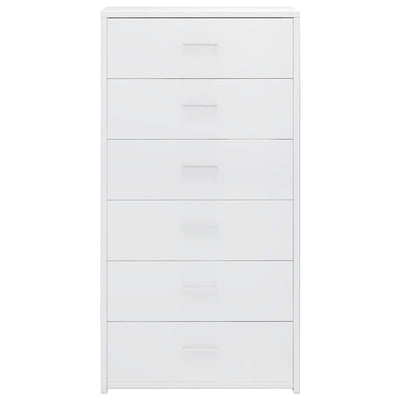 Sideboard with 6 Drawers High Gloss White 50x34x96 cm Engineered Wood