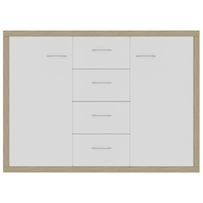 Sideboard White and Sonoma Oak 88x30x65 cm Engineered Wood