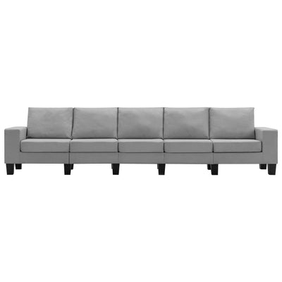 5-Seater Sofa Light Grey Fabric