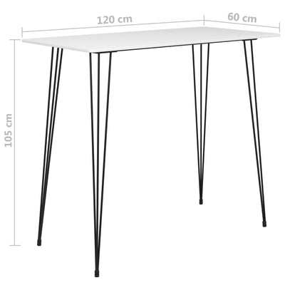 Bar Table White 120x60x105 cm