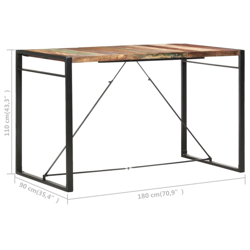 Bar Table 180x90x110 cm Solid Reclaimed Wood