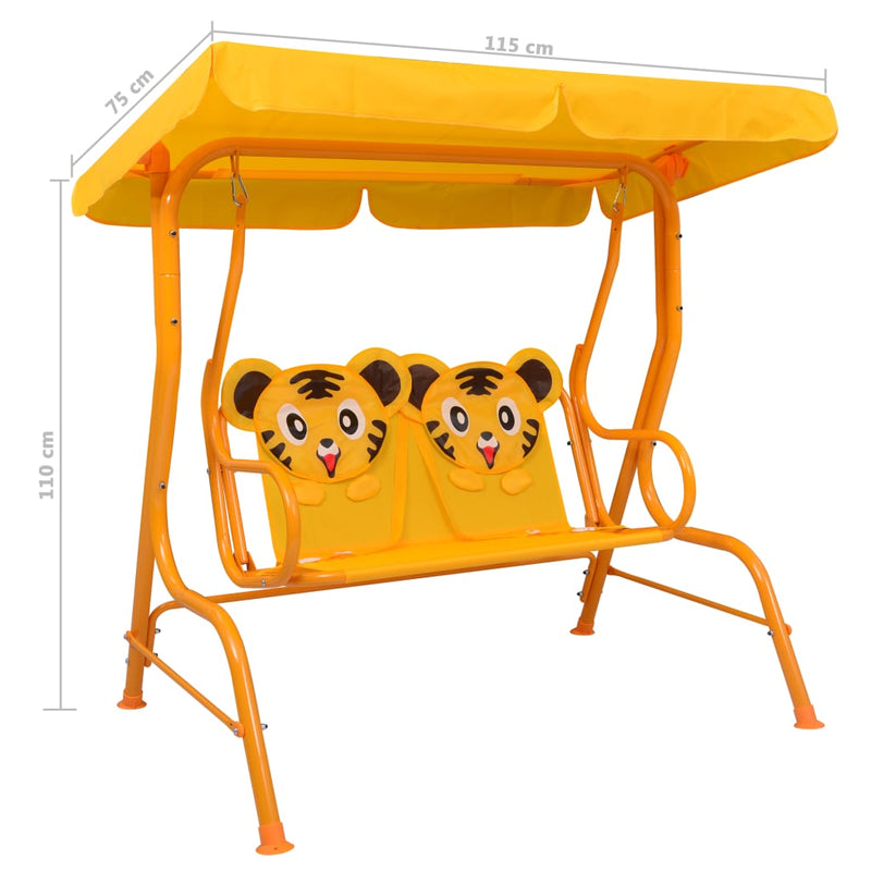 Kids Swing Bench Yellow 115x75x110 cm Fabric