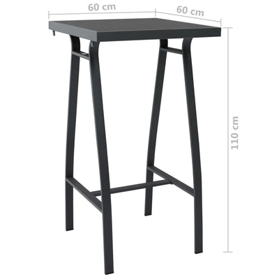 Garden Bar Table Black 60x60x110 cm Tempered Glass