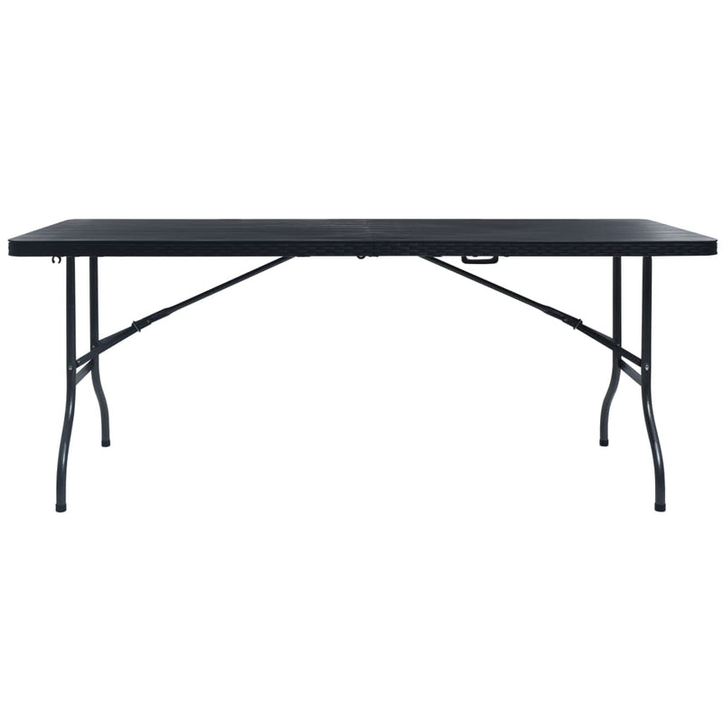 Folding Garden Table Black 180x75x72 cm HDPE Imitation Rattan