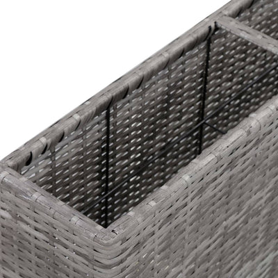 Garden Raised Bed with 2 Pots 90x20x40 cm Poly Rattan Grey