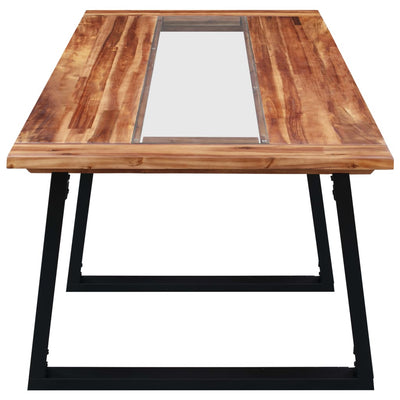 Dining Table 180x90x75 cm Solid Acacia Wood and Glass