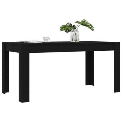 Dining Table Black 160x80x76 cm Engineered Wood
