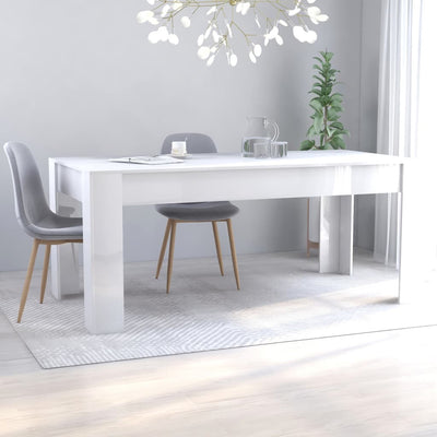 Dining Table High Gloss White 180x90x76 cm Engineered Wood