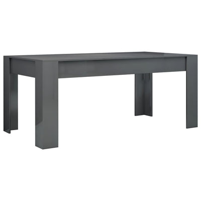 Dining Table High Gloss Grey 180x90x76 cm Engineered Wood