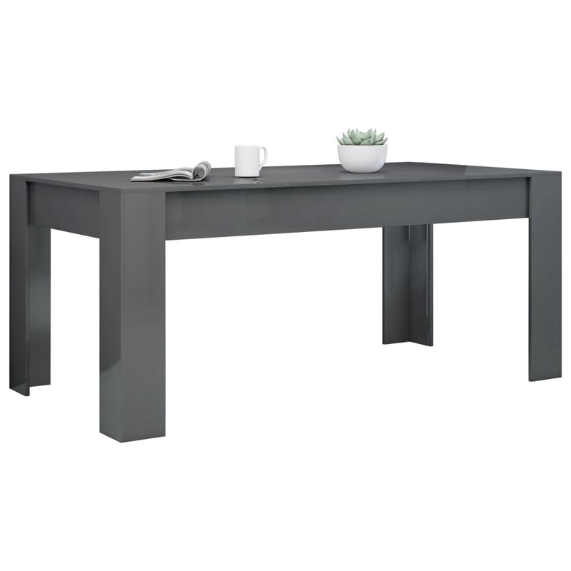Dining Table High Gloss Grey 180x90x76 cm Engineered Wood