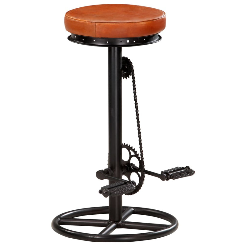 Bar Stools 2 pcs Black and Brown Real Goat Leather
