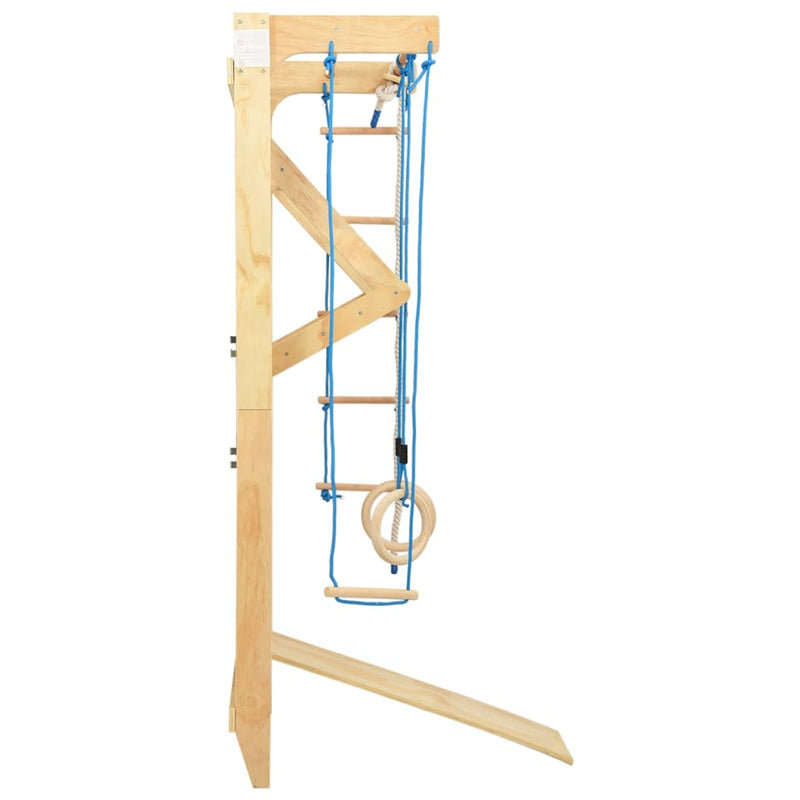 Indoor Climbing Playset with Ladders Rings Slide Wood