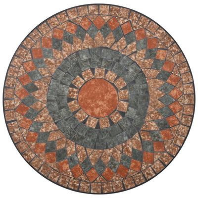 3 Piece Mosaic Bistro Set Ceramic Tile Orange/Grey