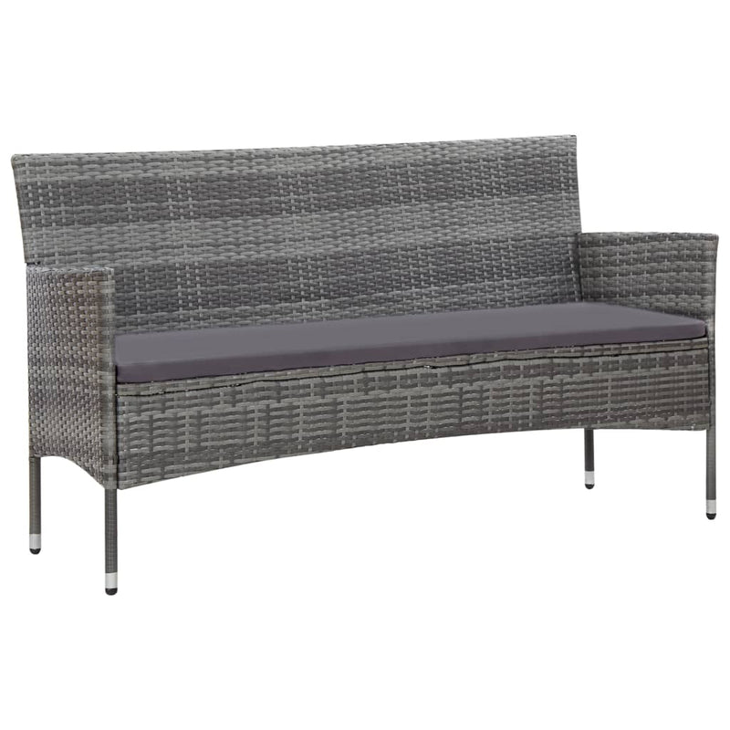 4 Piece Garden Lounge Set With Cushions Poly Rattan Grey