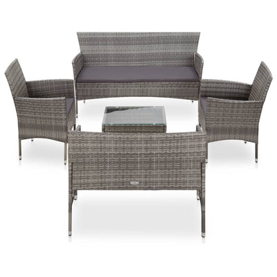 5 Piece Garden Lounge Set With Cushions Poly Rattan Grey