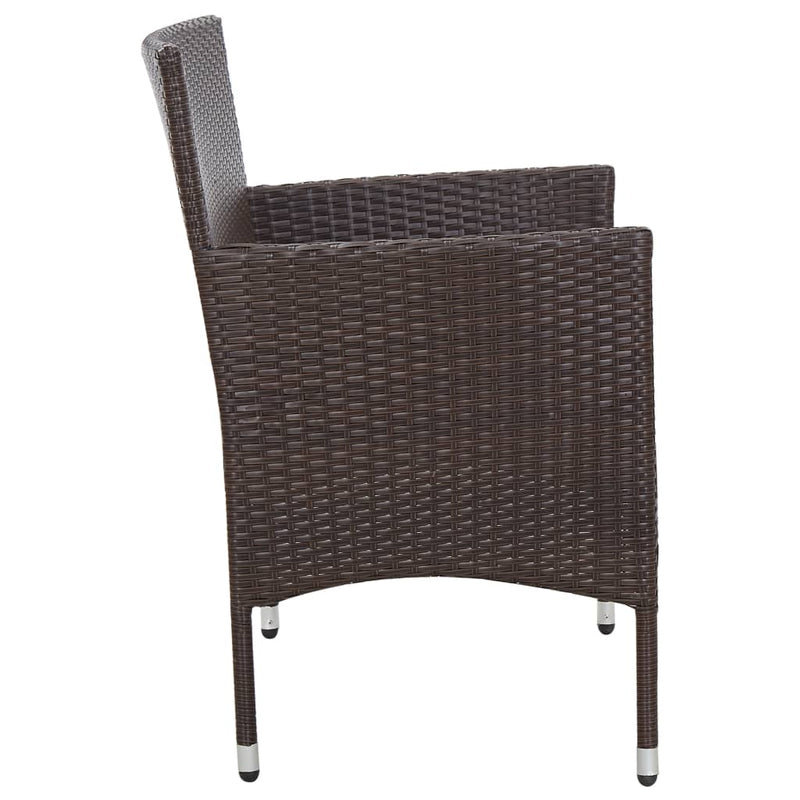 Garden Bench with Cushion Poly Rattan Brown