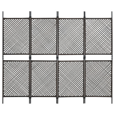 4-Panel Room Divider Poly Rattan Brown 240x200 cm