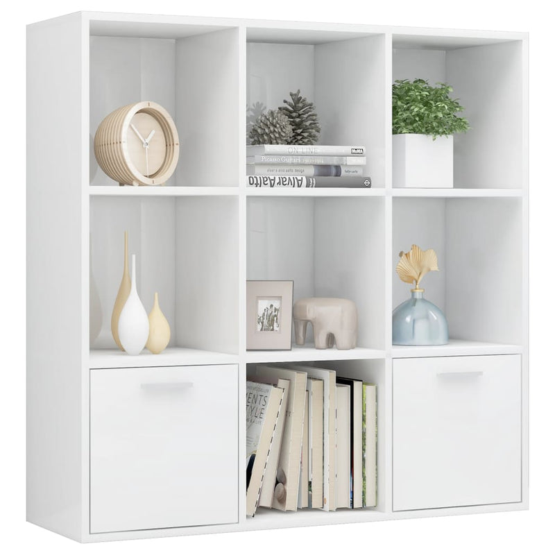 Book Cabinet High Gloss White 98x30x98 cm Chipboard