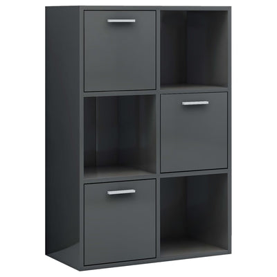 Storage Cabinet High Gloss Grey 60x29.5x90 cm Chipboard