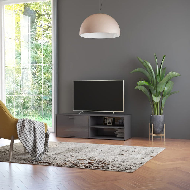 TV Cabinet High Gloss Grey 120x34x37 cm Engineered Wood