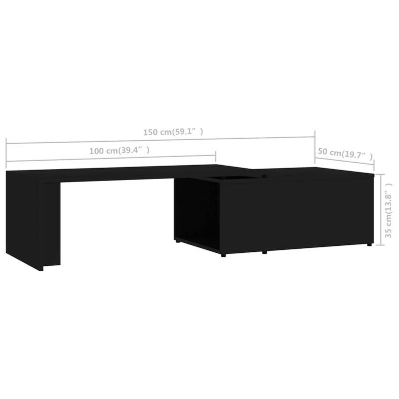 Coffee Table Black 150x50x35 cm Engineered Wood