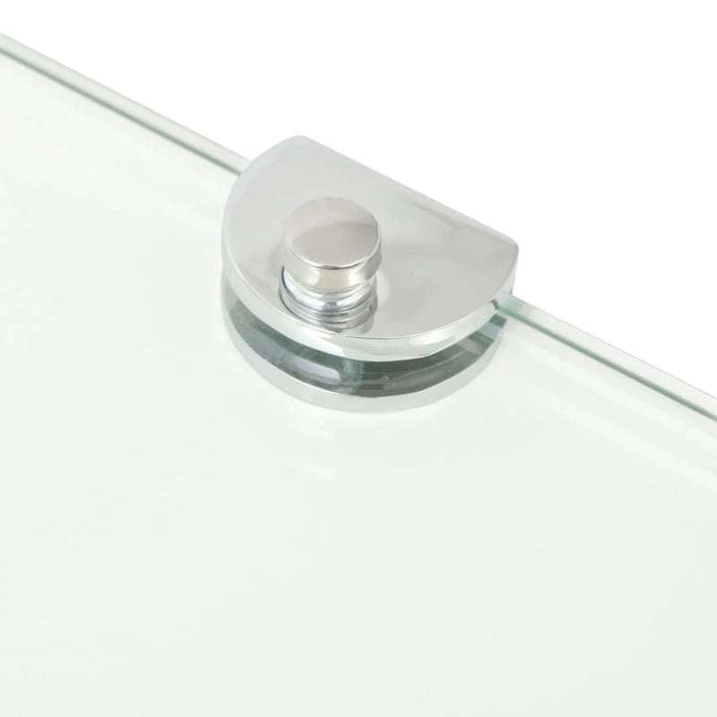 Corner Shelves 2 pcs with Chrome Supports Glass Clear 35x35 cm