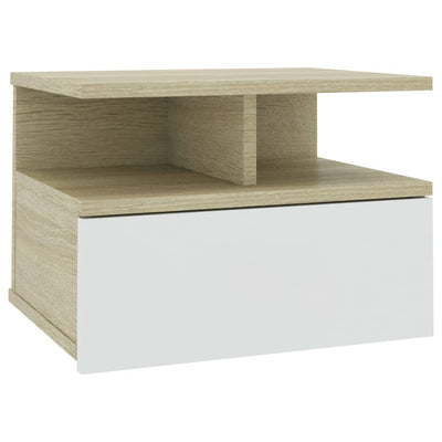 Floating Nightstand White and Sonoma Oak 40x31x27 cm Engineered Wood