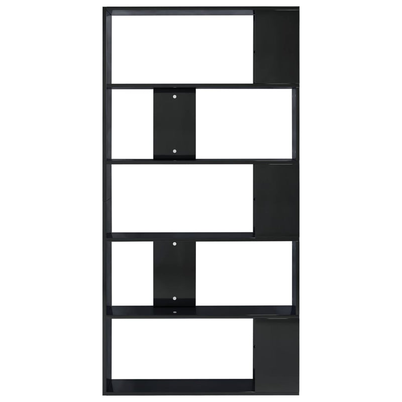 Book Cabinet/Room Divider High Gloss Black 31.5"x9.4"x62.6" Engineered Wood