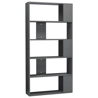 Book Cabinet/Room Divider High Gloss Grey 31.5"x9.4"x62.6" Engineered Wood